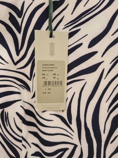 Hobbs London Navy Aleena Printed Dress Size: Uk 12