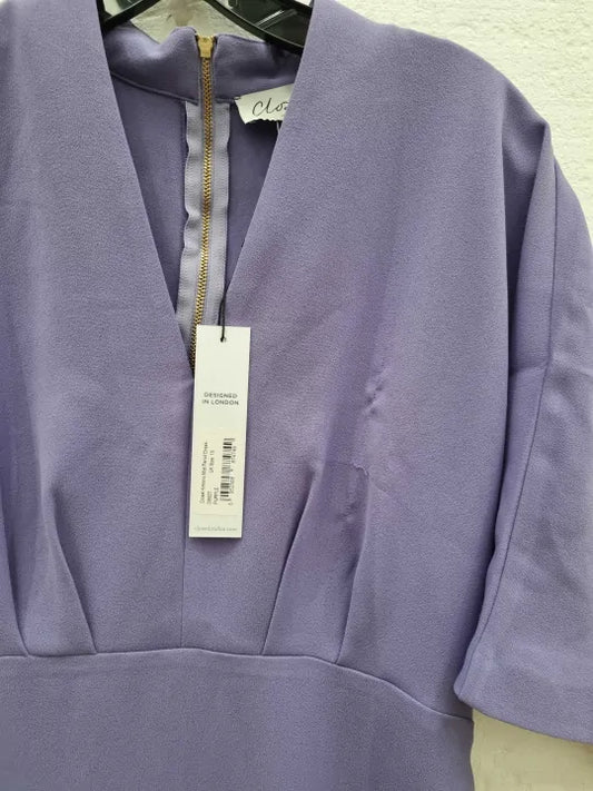 Closet London Lilac Purple Pencil Kimono Sleeves Midi Dress Size: Uk 10