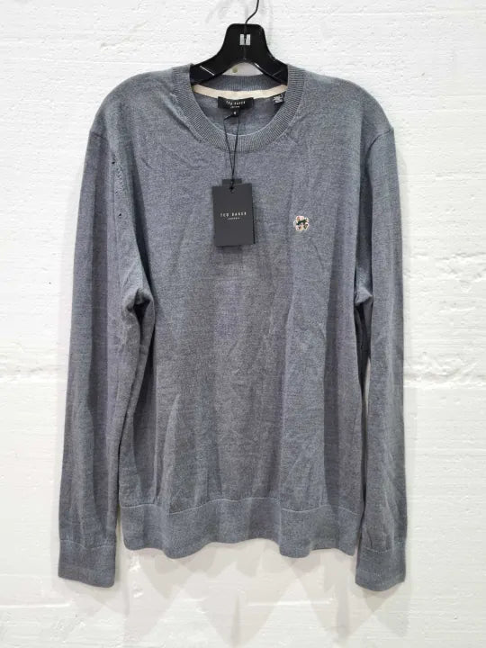 Ted Baker Light Grey Logo Crew Neck Size: 5