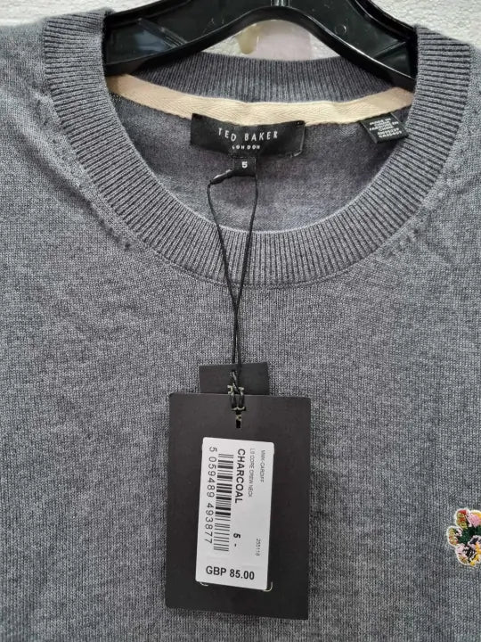Ted Baker Light Grey Logo Crew Neck Size: 5