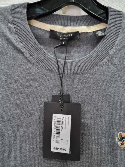 Ted Baker Light Grey Logo Crew Neck Size: 5