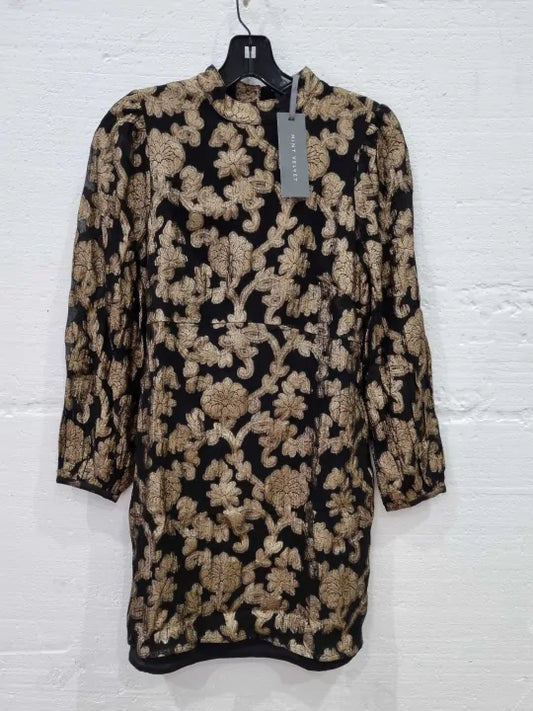 Mint Velvet Black Jacquard Mini Dress Size: Uk 10