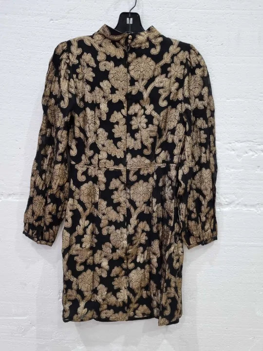 Mint Velvet Black Jacquard Mini Dress Size: Uk 10
