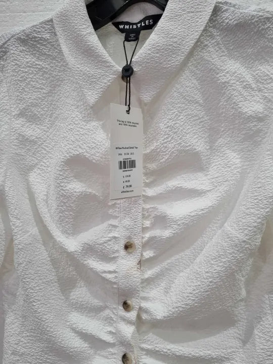 Whistles Willow Ruched Detail Top Size: Uk 6