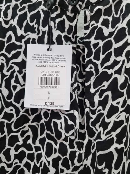 Whistles Swirl Print Belted Dress Size: Uk 10