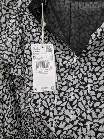 Mango Black Printed Short Dress Size: Medium