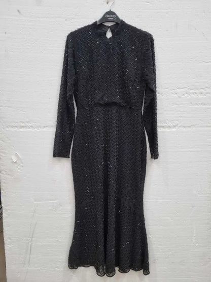 Whisthles Beaded Detail Midi Dress Size: Uk 10