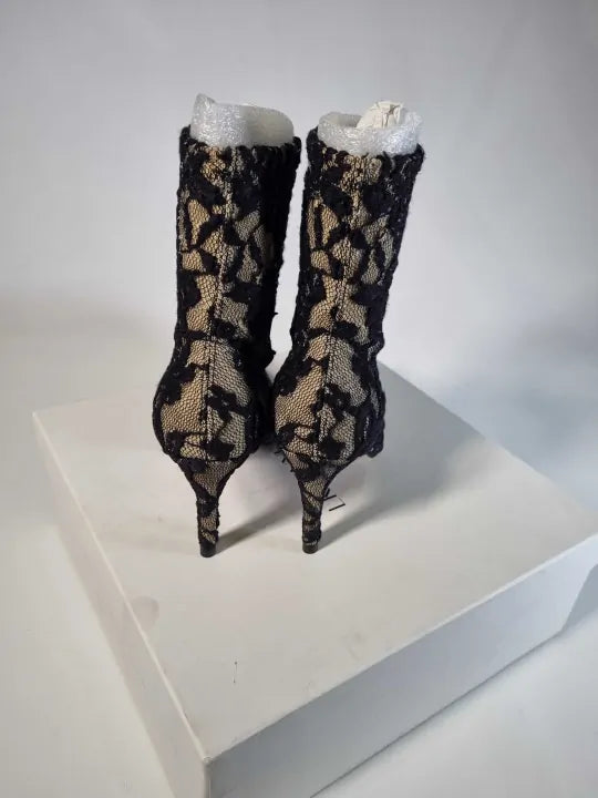 L K Bennett Black Lace Belle Ankle Boots Size: EU 36 / UK 3