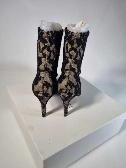L K Bennett Black Lace Belle Ankle Boots Size: EU 36 / UK 3