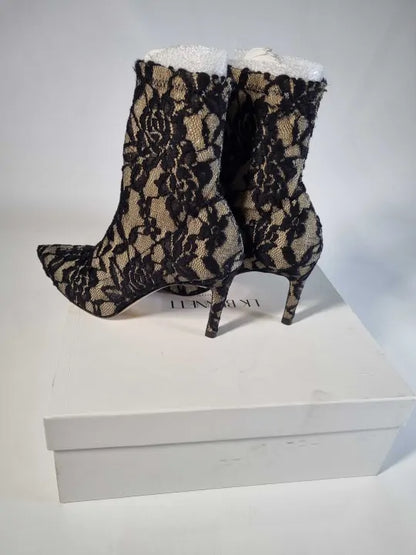 L K Bennett Black Lace Belle Ankle Boots Size: EU 36 / UK 3