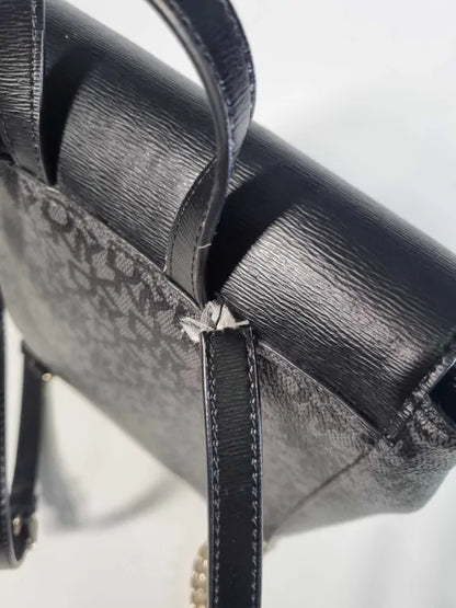 Dkny Black Logo Monogram Bryant Flap Backpack