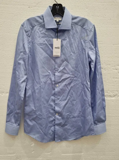 Reiss Blue Remote Slim Fit Cotton Shirt Size: Xsmall