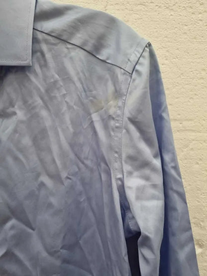 Reiss Blue Remote Slim Fit Cotton Shirt Size: Xsmall