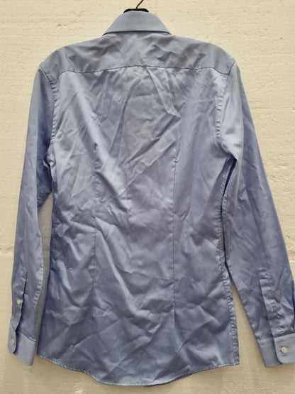 Reiss Blue Remote Slim Fit Cotton Shirt Size: Xsmall