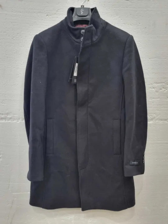 Gianni Feraud Navy Classic Wool Blend Coat Size: Medium