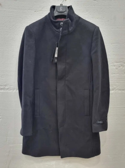 Gianni Feraud Navy Classic Wool Blend Coat Size: Medium