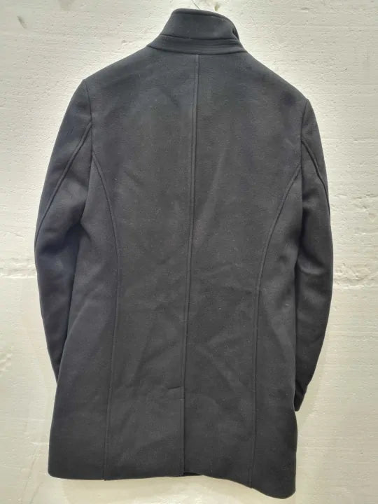 Gianni Feraud Navy Classic Wool Blend Coat Size: Medium