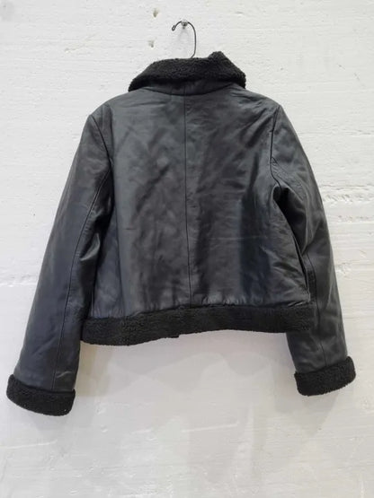 Bolongaro Trevor Black Shearling Biker Jacket Size: Small