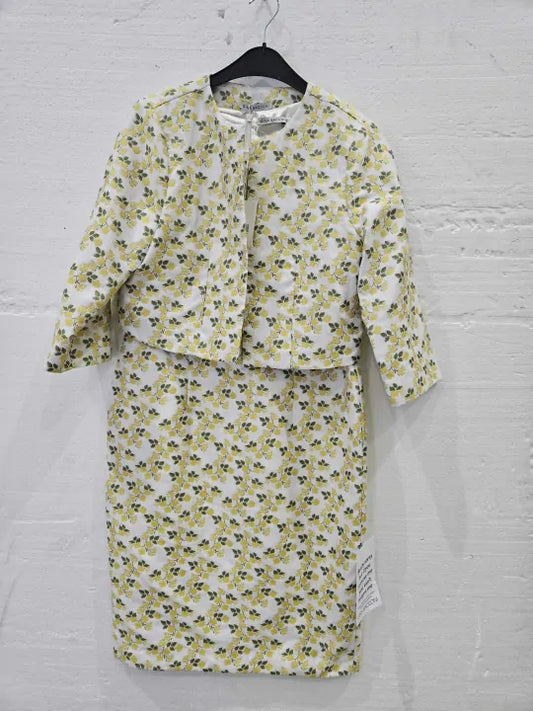 Gina Bacconi Yellow Isannah Jacquard Sheath Dress And Bolero Size: Blazer Uk 14 Dress Uk 12
