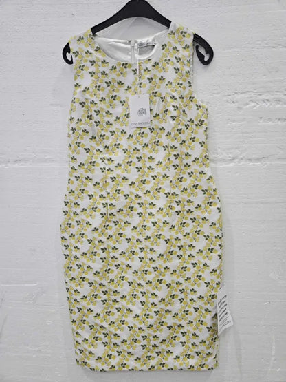 Gina Bacconi Yellow Isannah Jacquard Sheath Dress And Bolero Size: Blazer Uk 14 Dress Uk 12