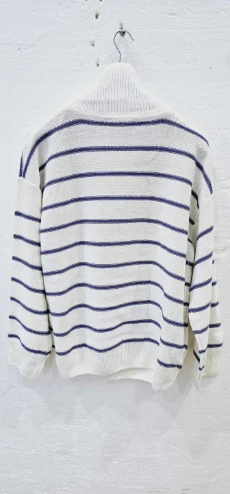 Cream Zip Neck Cotton Sweatshirt Size: Uk 18