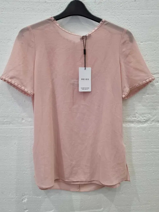 Reiss Pink Connie Low Back Blouse Size: Xsmall