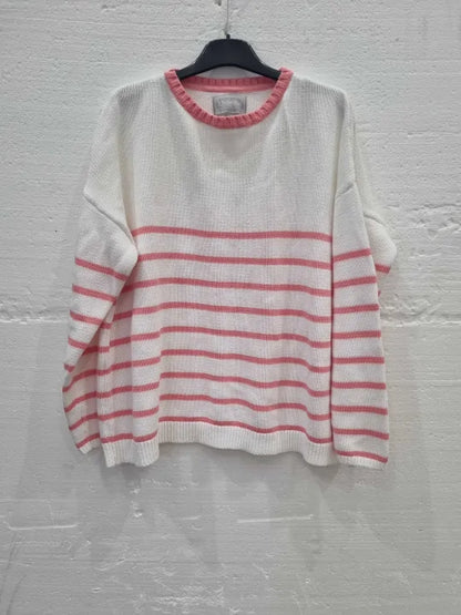 Schöffel White/Pink Cotton Lee Bay Jumper Size: Uk 16