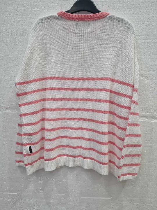 Schöffel White/Pink Cotton Lee Bay Jumper Size: Uk 16