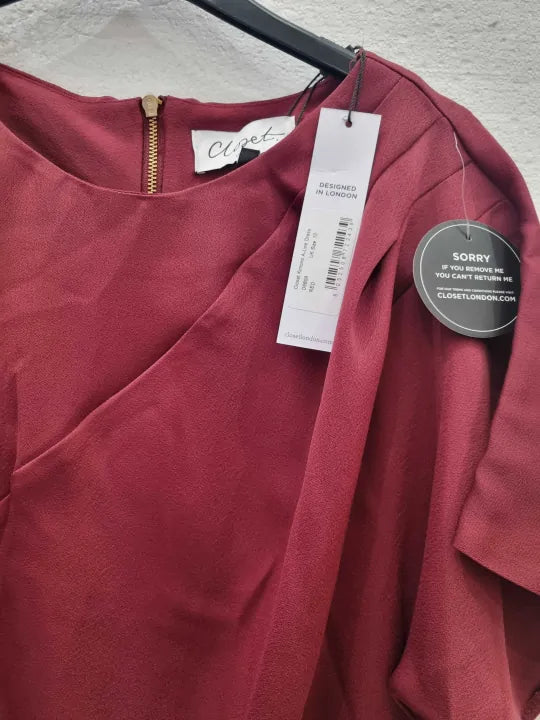 Closet London Red Kimono A-Line Dress Size: Uk 10 deal !!