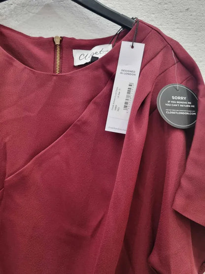 Closet London Red Kimono A-Line Dress Size: Uk 10 deal !!