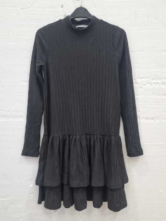 Mint Velvet Crinkle Tiered Turtleneck Mini Dress Size: Xsmall