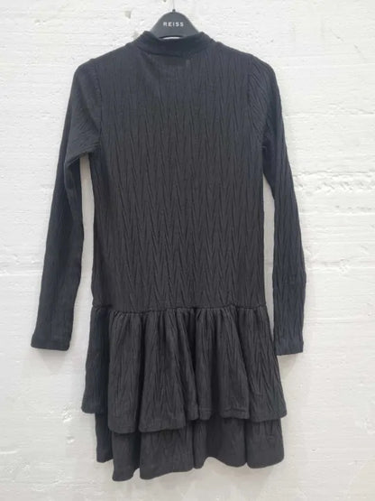 Mint Velvet Crinkle Tiered Turtleneck Mini Dress Size: Xsmall