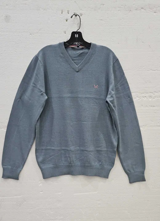 Crew Clothing Blue Cotton V Neck Jumper Size: XLarge deal !!