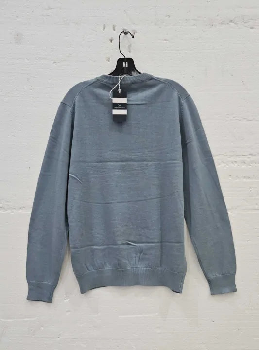 Crew Clothing Blue Cotton V Neck Jumper Size: XLarge deal !!