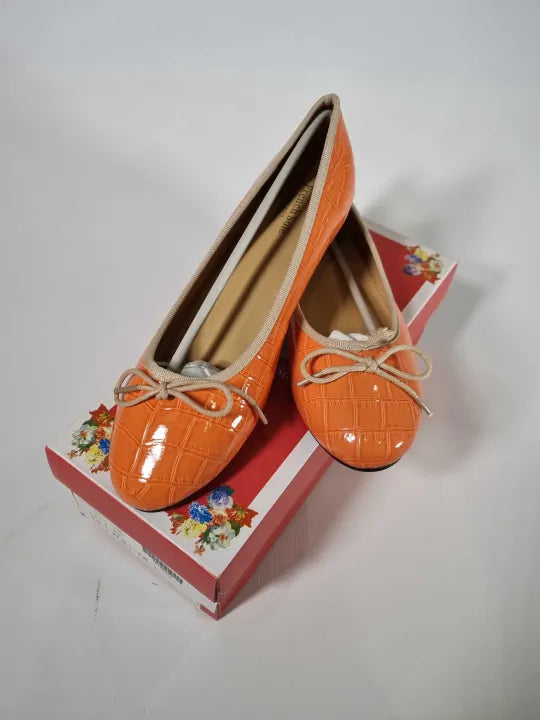 French Sole Amelia Croceffect Patentleather Ballet Flats Size: Uk 4.5