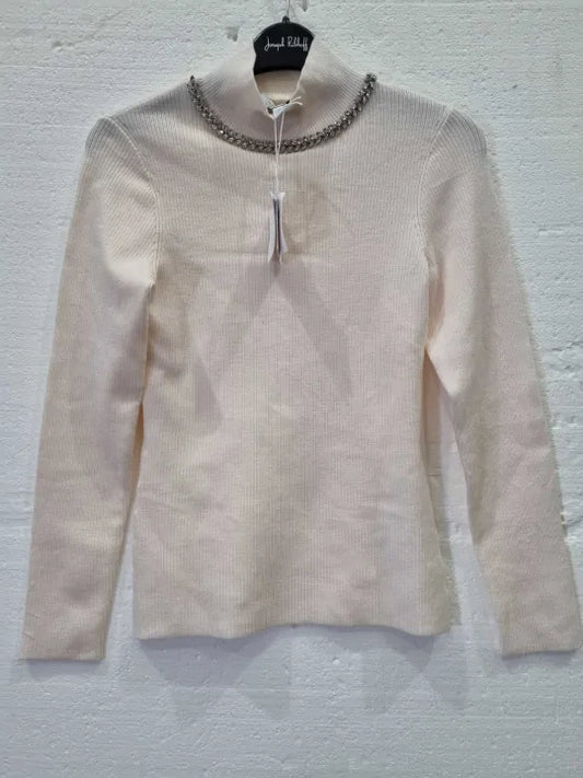 & Other Stories White Farida Necklace Detail Sweater Size: Small