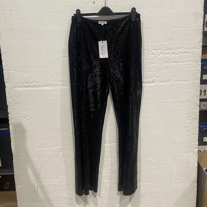 Ro & Zo-Rz1429-14-Black-Black Liquid Sequin Wide Leg Trouser Size: Uk 14
