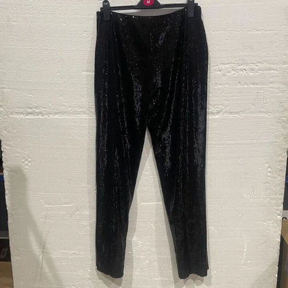 Ro & Zo-Rz1429-14-Black-Black Liquid Sequin Wide Leg Trouser Size: Uk 14