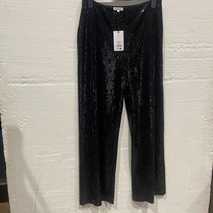 Ro & Zo-Rz1429-14-Black-Black Liquid Sequin Wide Leg Trouser Size: Uk 14