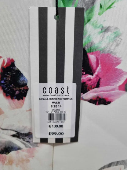 Coast Multi Coloured Rafaela Printed Shift Dress Size: Uk 14
