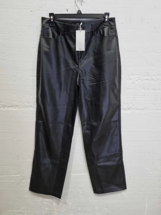 Mango Black Leather-Effect Straight Trousers Size: Eur 38