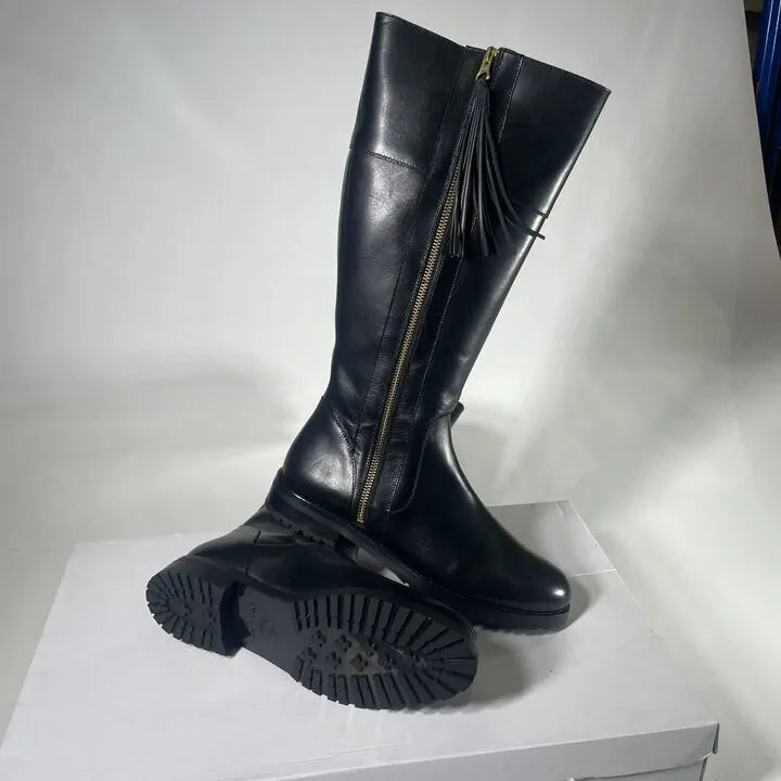 Oliver Sweeney-Meribelblk-7-Black-Women'S Black Meribel Leather Long Boots Size: Uk 7/ Eur 40