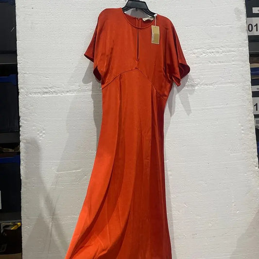 Michael Kors-Mf381Oi99G 887-M-Orange Flutter Midi Dress Size: Medium