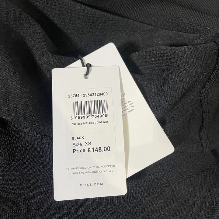 Reiss-29542320-Xs-Black-Black Cici Roll Neck Midi Dress Size: Xs