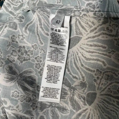 Paul Smith-W2R-321M-K31004-46-42-Blue-Blue Floral Print Button Down Top Size: Uk 10