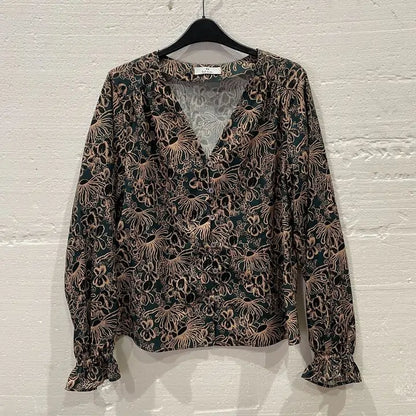 Paul Smith-W2R-321M-K31004-46-42-Blue-Blue Floral Print Button Down Top Size: Uk 10