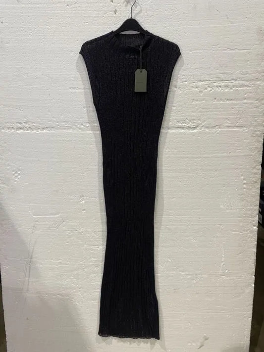 Allsaints-Wd200X Black/Royal Blue-L-Black-Black Patrice 2 In 1 Midi Dress Size: Large