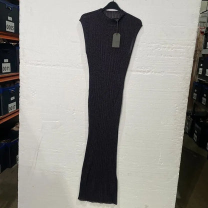 Allsaints-Wd200X Black/Royal Blue-L-Black-Black Patrice 2 In 1 Midi Dress Size: Large