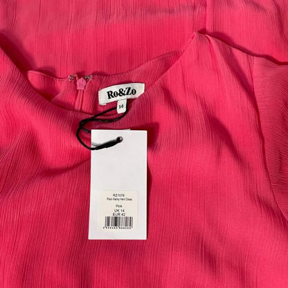 Ro & Zo-Rz1076-14-Pink-Pink Hanky Hem Dress Size: Uk 14
