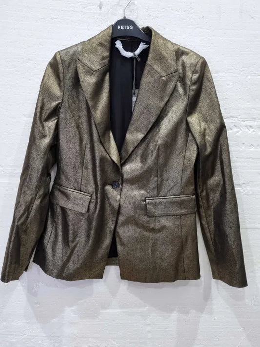 Allsaints Gold Micah Tailored Blazer Size: Uk 8